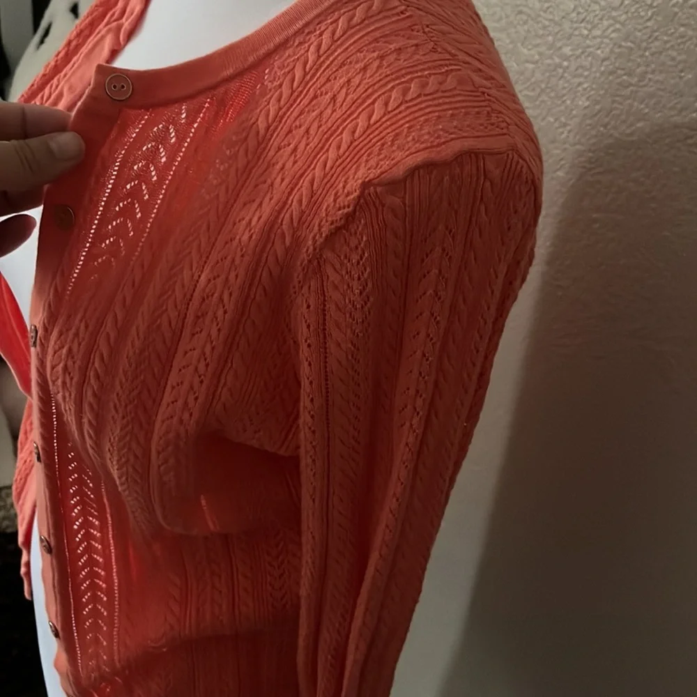 Brooks Brothers, orange cardigan, size small - Picture 4 of 8